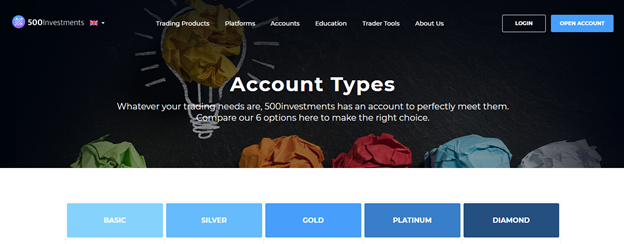 500Investments account types 500Investments account types