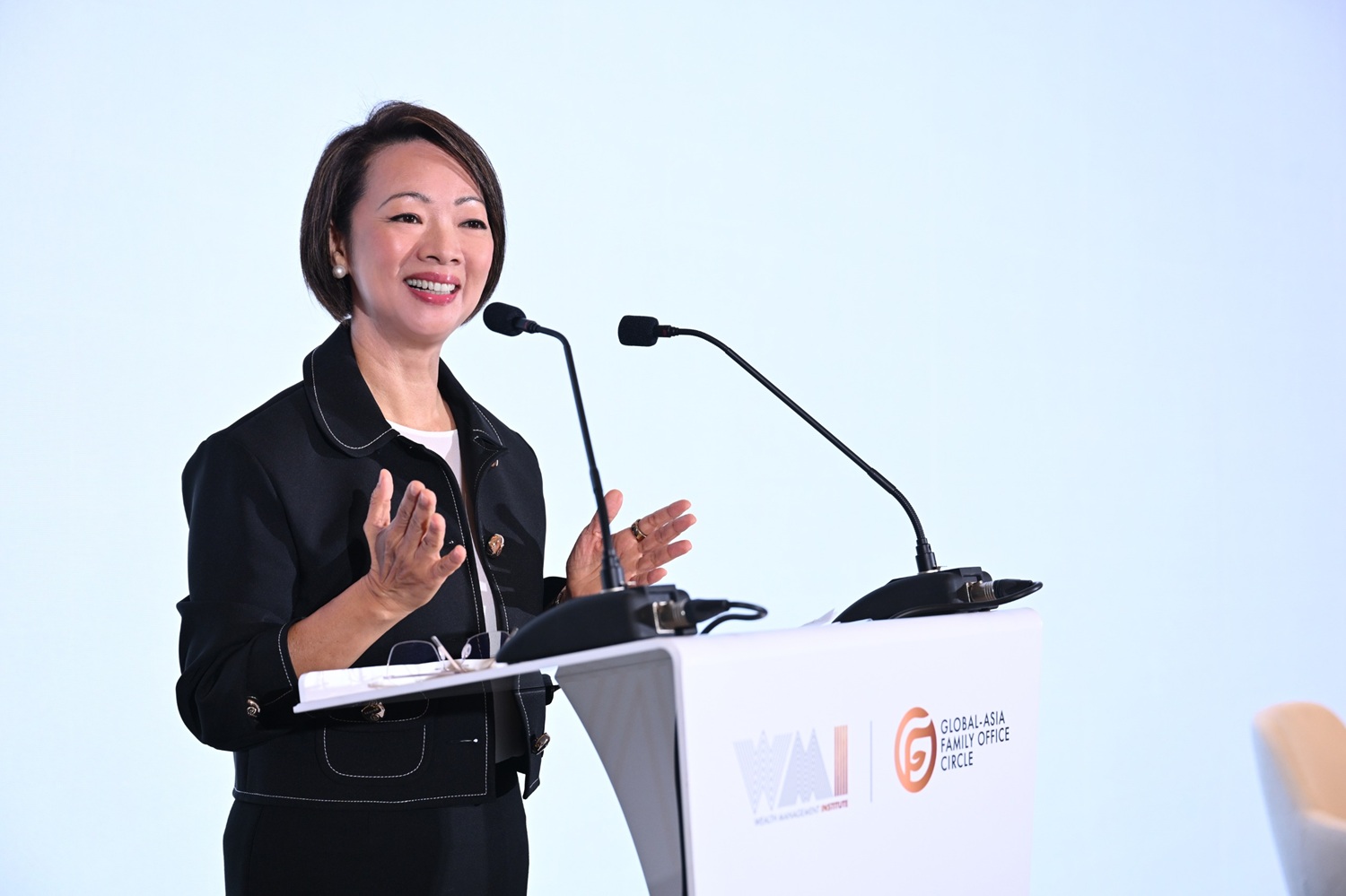 Ms Foo Mee Har, CEO of the Wealth Management Institute (WMI), delivering the welcome remarks at the Owner