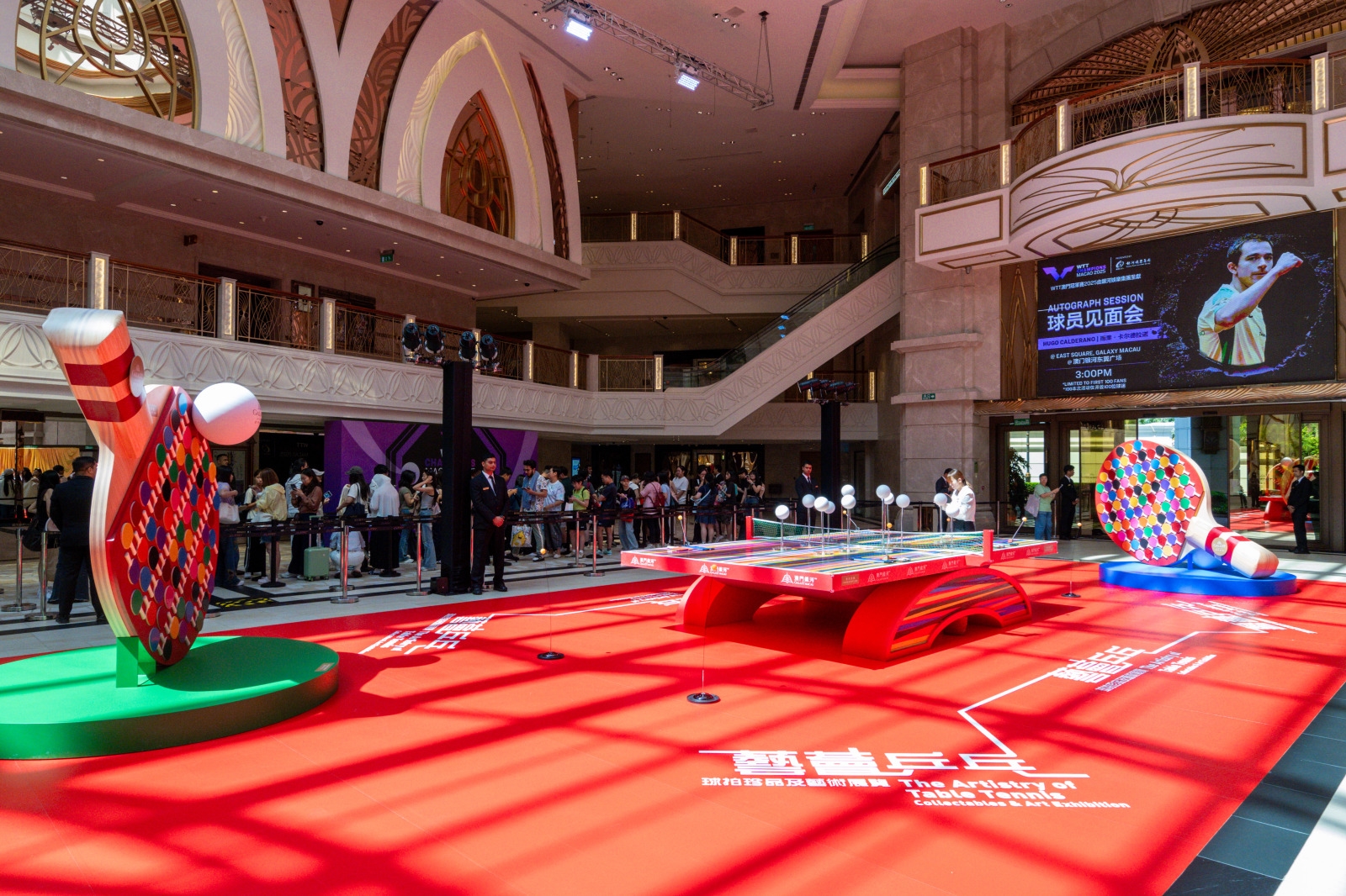 Giant Table & Racket Installation: More than 40 rare and storied rackets are on display, tracing a course from the pioneering, vellum-covered “parlour tennis” models of the 1900s to the high-tech, carbon-fibre instruments wielded by today’s champions.