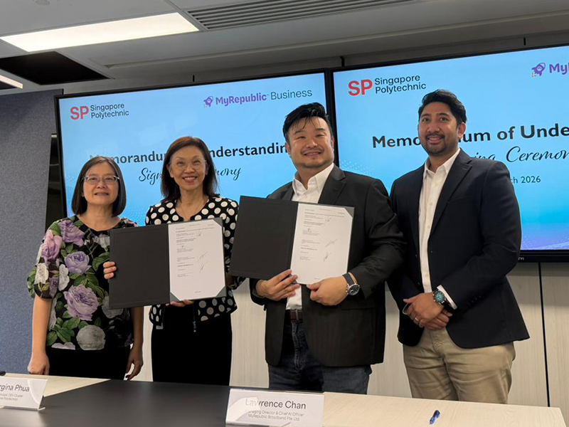 MoU signing ceremony between MyRepublic and Singapore Polytechnic.