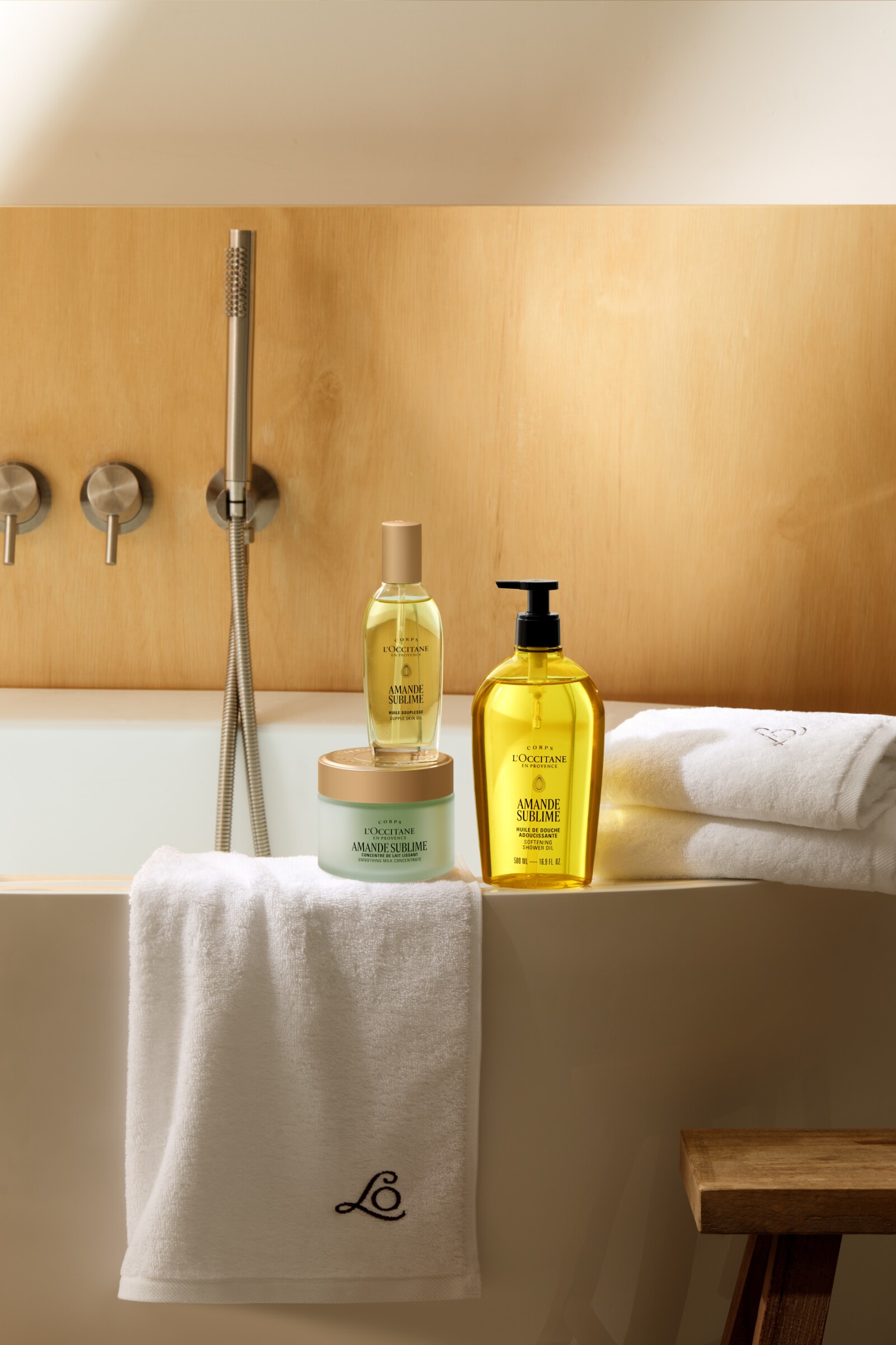Amande Sublime Collection: Softening Shower Oil, Supple Skin Oil, and Smoothing Milk Concentrate